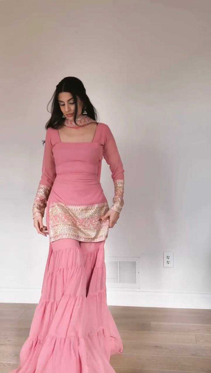 Faux Georgette Designer Sharara Suits