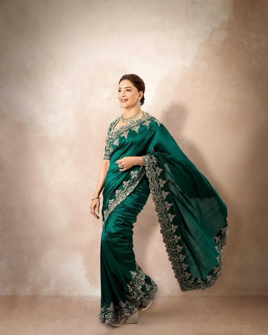 Madhuri Inspired Rangoli Silk Saree – Timeless, Elegant & Festive