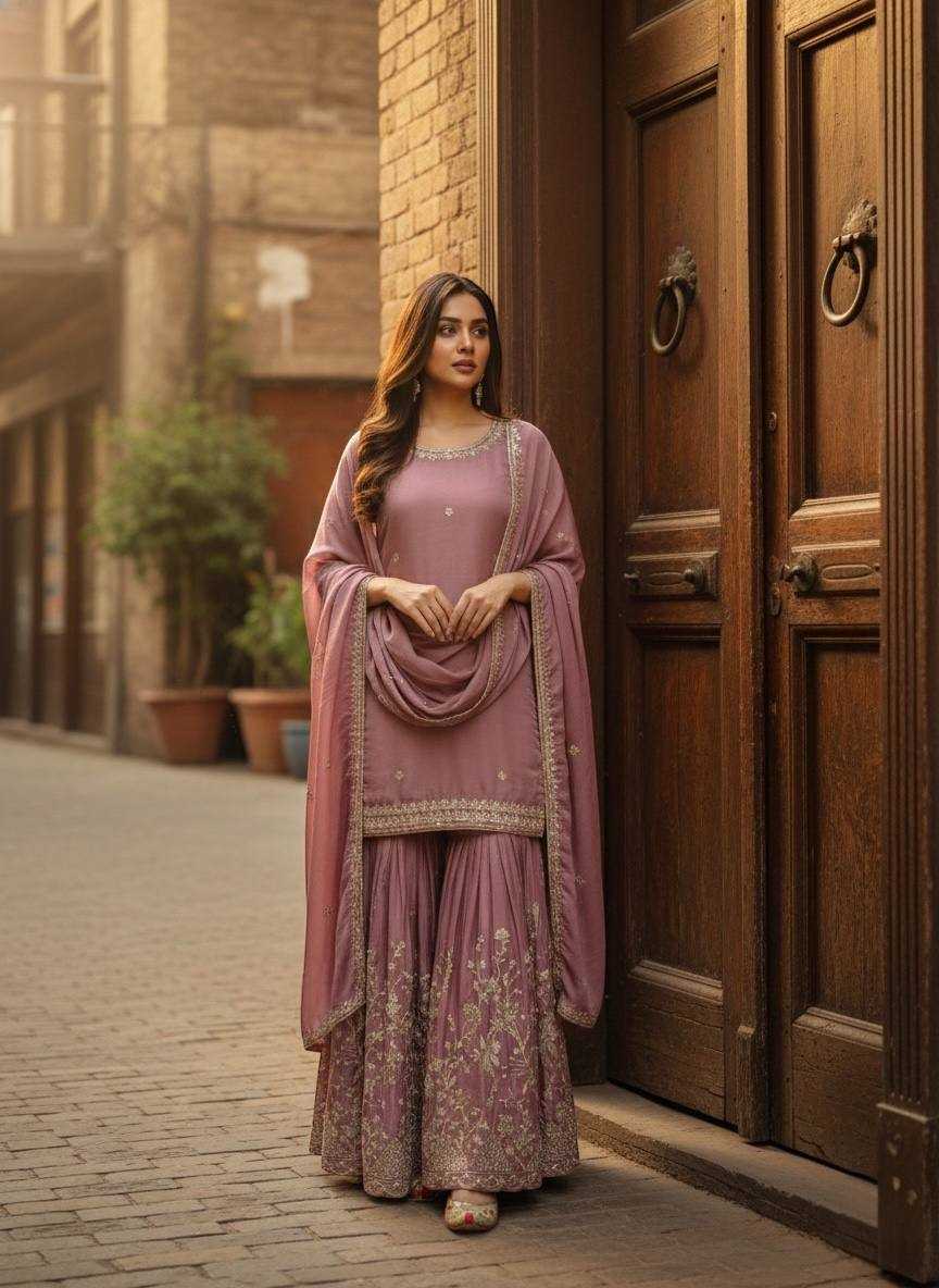 Chinon Silk Designer Sharara Suit