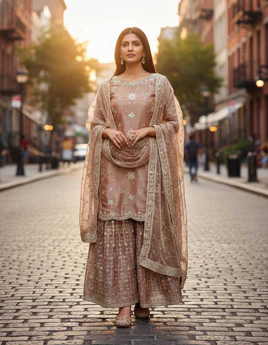Jimmi Choo Silk Sharara Elegant Designer Dress