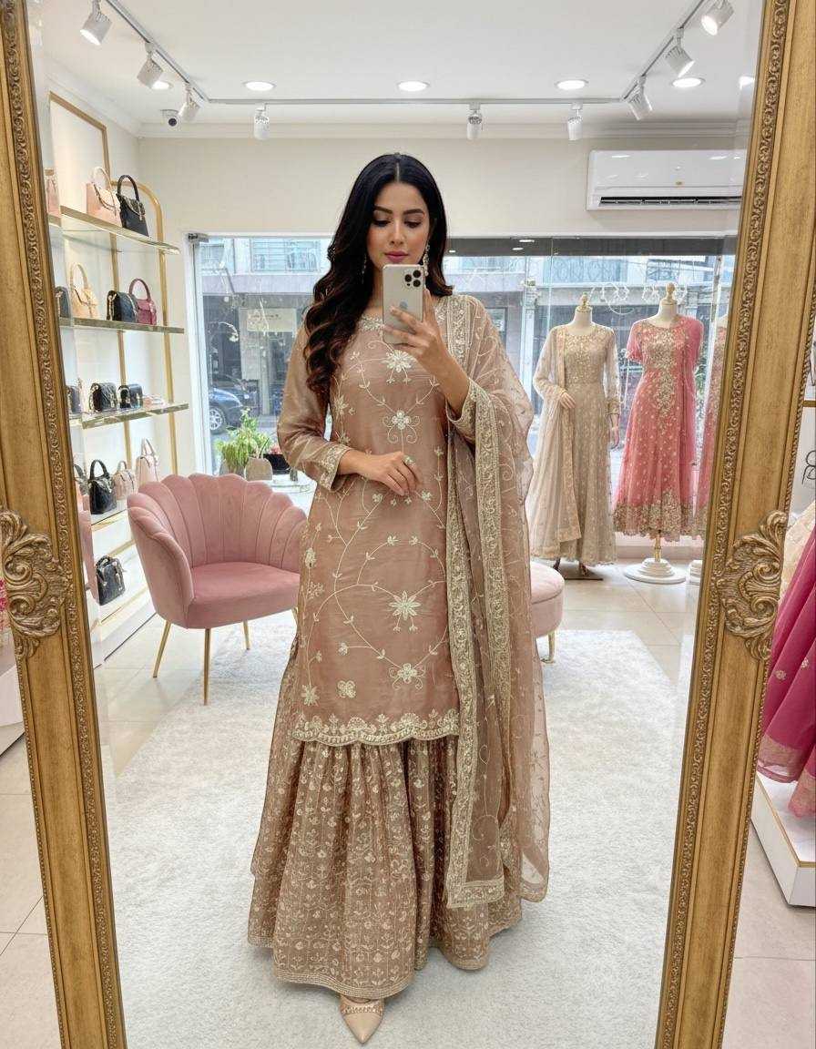 Jimmi Choo Silk Sharara Elegant Designer Dress