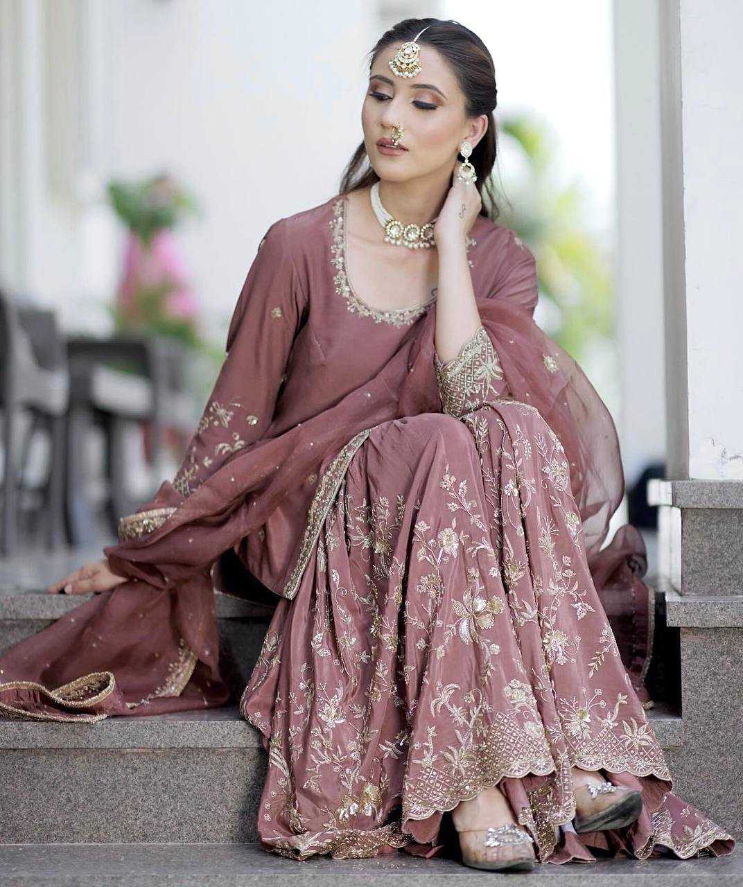 Chinon Silk Designer Sharara Suit