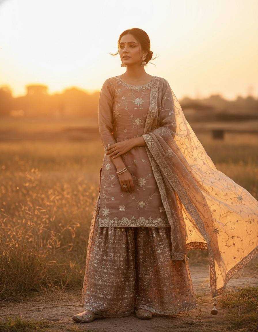 Jimmi Choo Silk Sharara Elegant Designer Dress