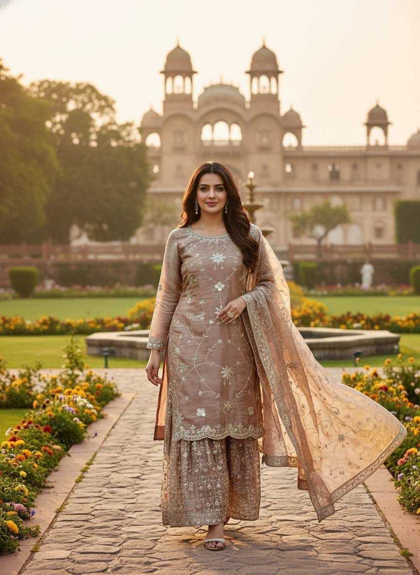 Jimmi Choo Silk Sharara Elegant Designer Dress