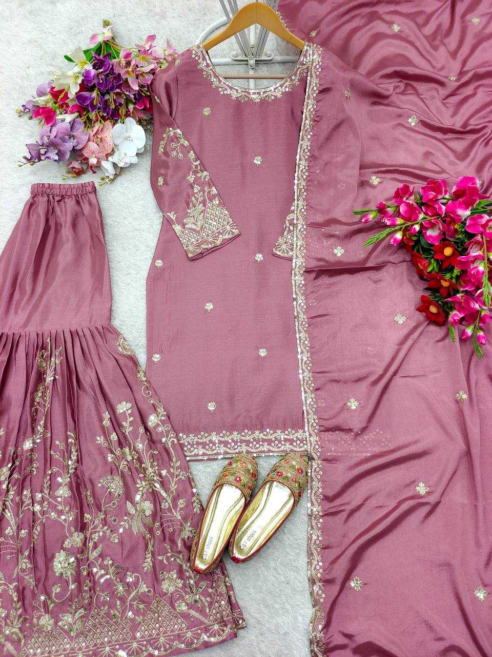 Chinon Silk Designer Sharara Suit