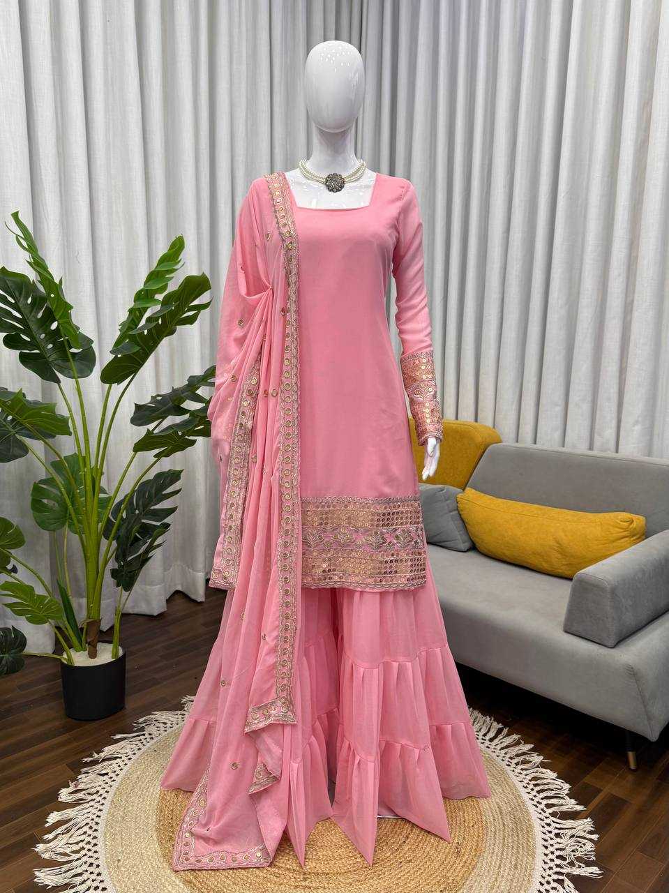 Faux Georgette Designer Sharara Suits