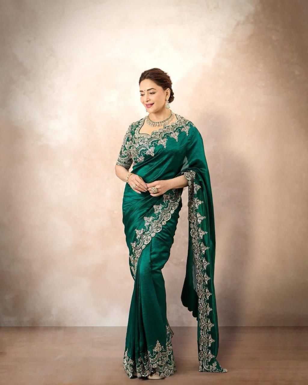 Madhuri Inspired Rangoli Silk Saree – Timeless, Elegant & Festive