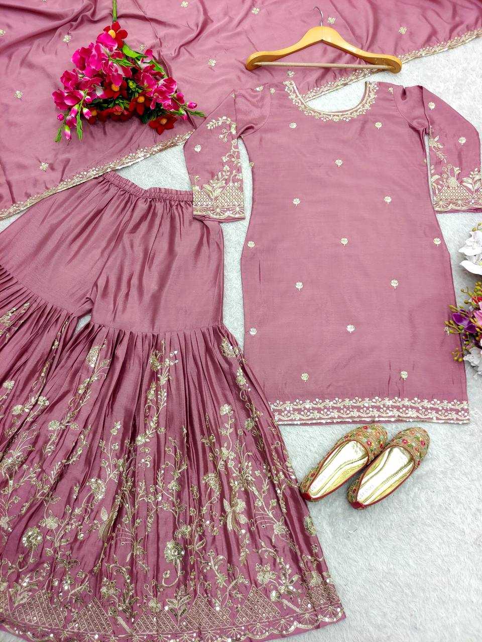 Chinon Silk Designer Sharara Suit