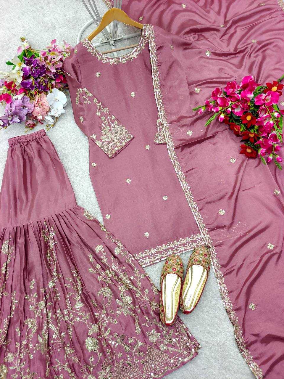 Chinon Silk Designer Sharara Suit