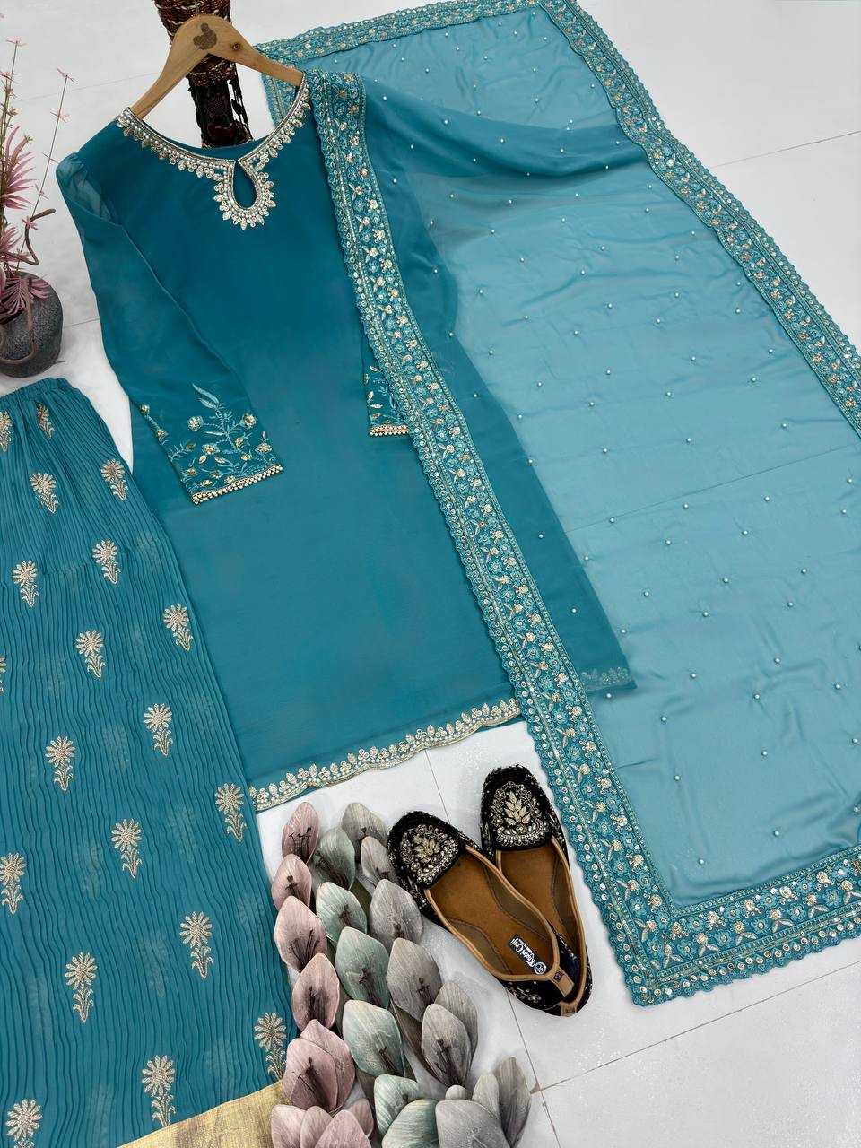 Faux Georgette Sharara Suit
