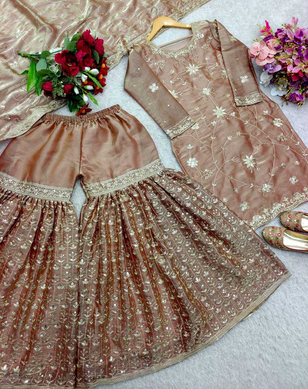 Jimmi Choo Silk Sharara Elegant Designer Dress