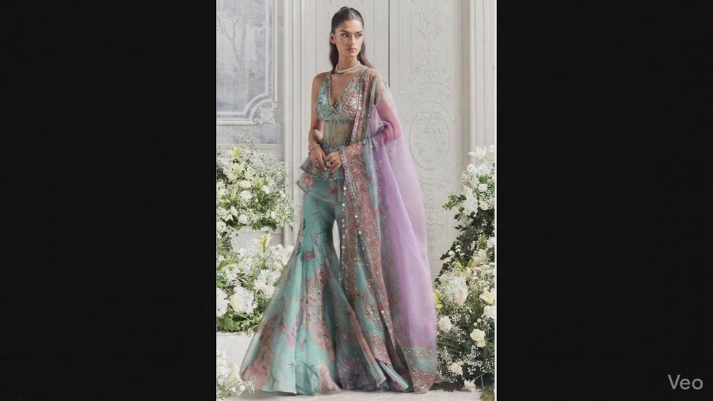 Faux Georgette Indo Western  Party Wear Dress