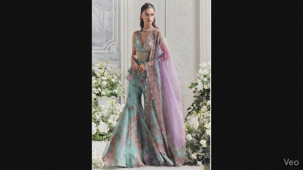 Faux Georgette Indo Western  Party Wear Dress