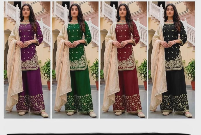 Jimmy Choo Fabric Designer Palazzo Suit | Wedding & Festive Luxury Ethnic Wear | 3-Piece Fully Stitched | M to XXL