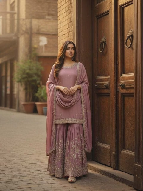 Chinon Silk Designer Sharara Suit