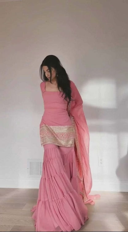 Faux Georgette Designer Sharara Suits