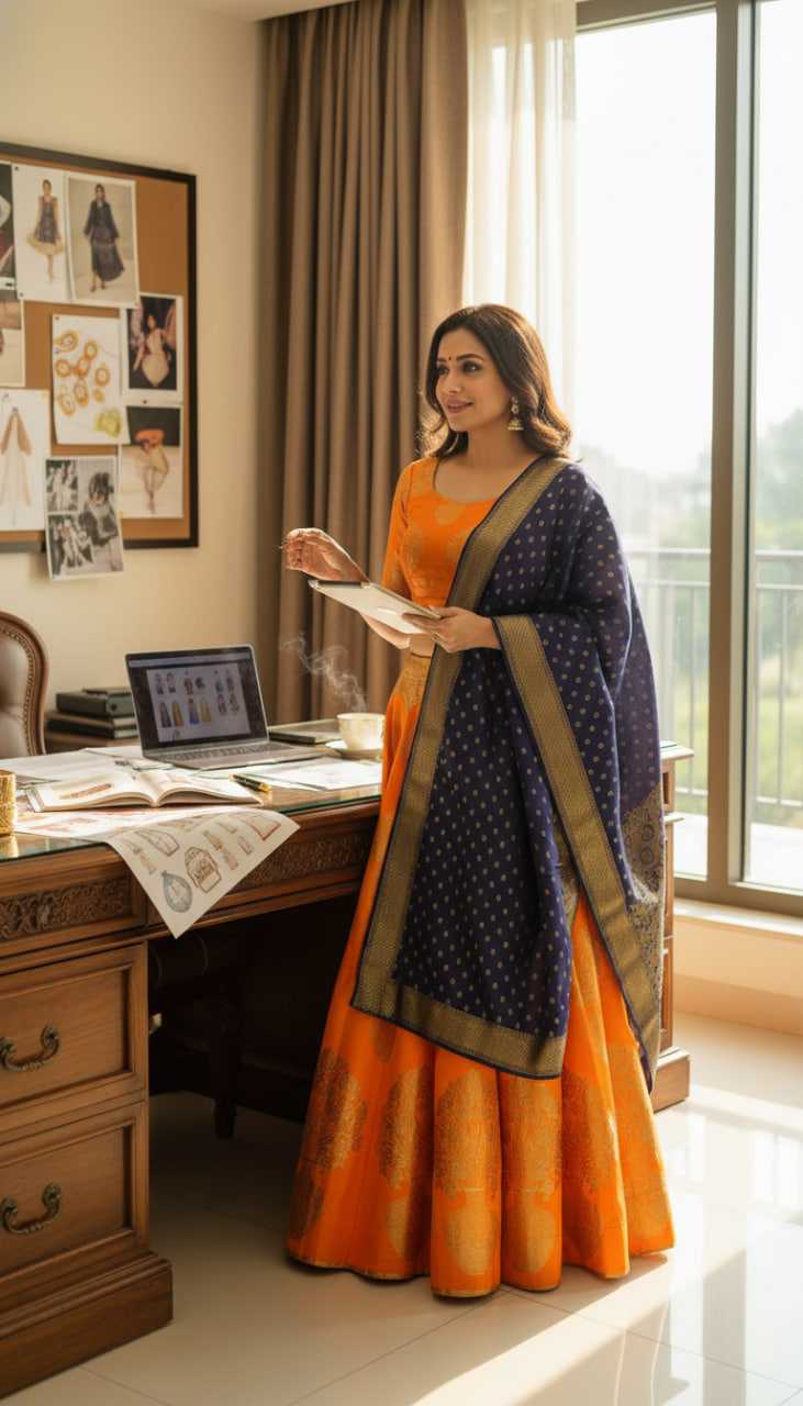 Banarasi Jacquard Silk Bridal Lehenga | Orange | Heritage Weave & Zari Work | Fully Stitched Bridal & Wedding Wear | M to XXL