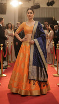 Banarasi Jacquard Silk Bridal Lehenga | Orange | Heritage Weave & Zari Work | Fully Stitched Bridal & Wedding Wear | M to XXL