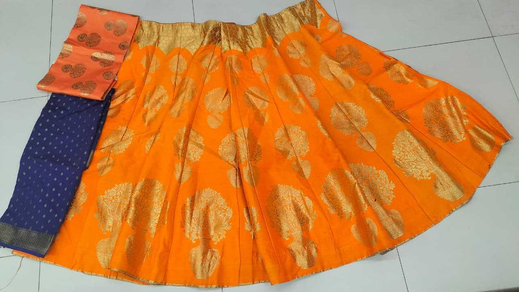Banarasi Jacquard Silk Bridal Lehenga | Orange | Heritage Weave & Zari Work | Fully Stitched Bridal & Wedding Wear | M to XXL