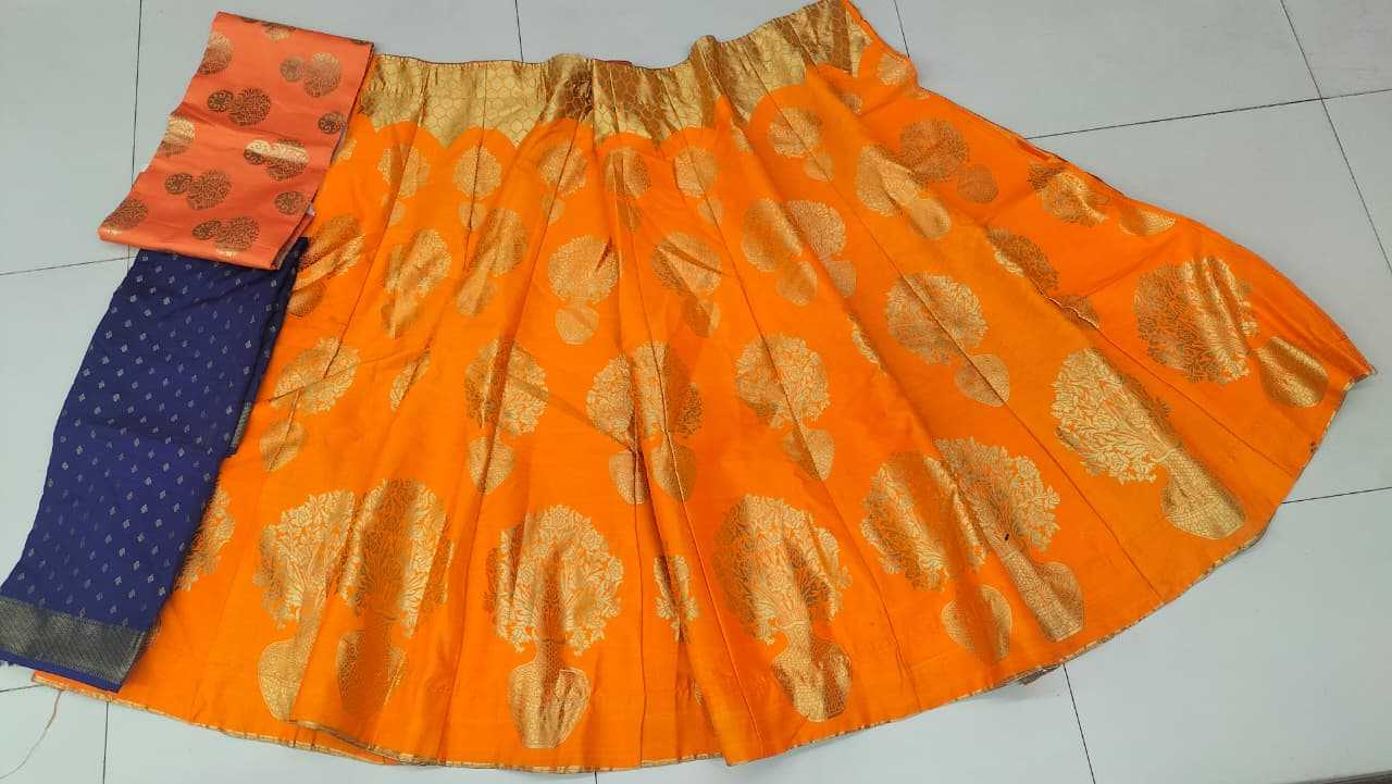 Banarasi Jacquard Silk Bridal Lehenga | Orange | Heritage Weave & Zari Work | Fully Stitched Bridal & Wedding Wear | M to XXL