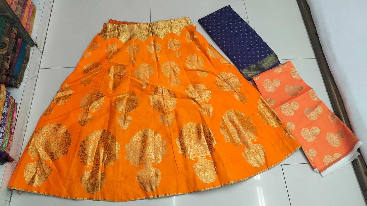 Banarasi Jacquard Silk Bridal Lehenga | Orange | Heritage Weave & Zari Work | Fully Stitched Bridal & Wedding Wear | M to XXL