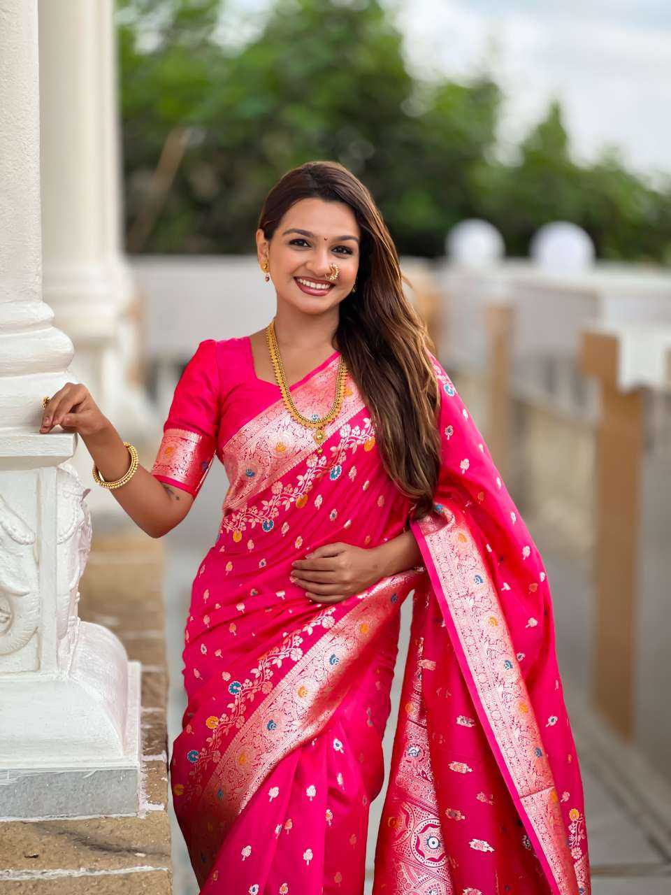 Banarasi Soft Silk   Zari Border Sarees