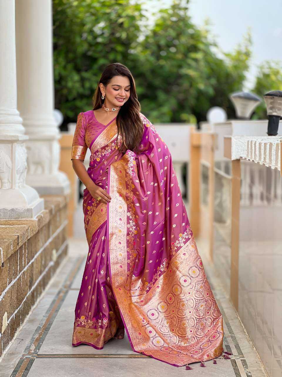 Banarasi Soft Silk   Zari Border Sarees