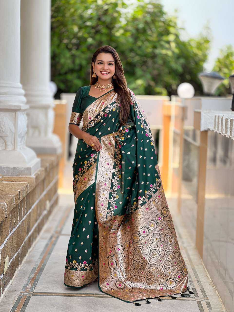 Banarasi Soft Silk   Zari Border Sarees