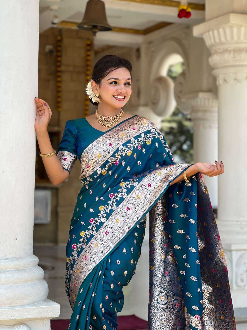 Banarasi Soft Silk   Zari Border Sarees