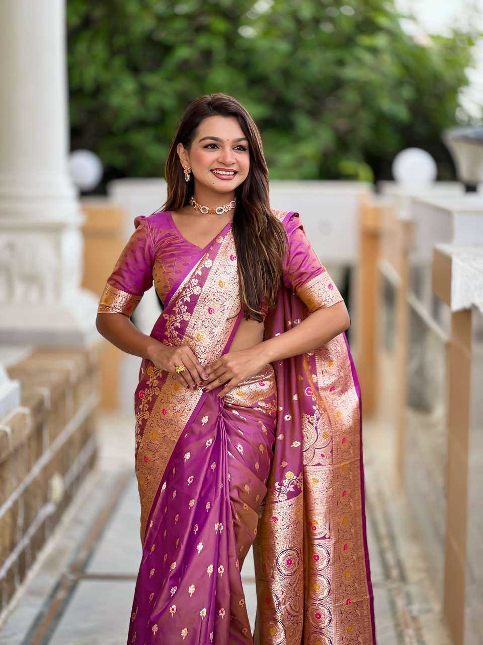 Banarasi Soft Silk   Zari Border Sarees