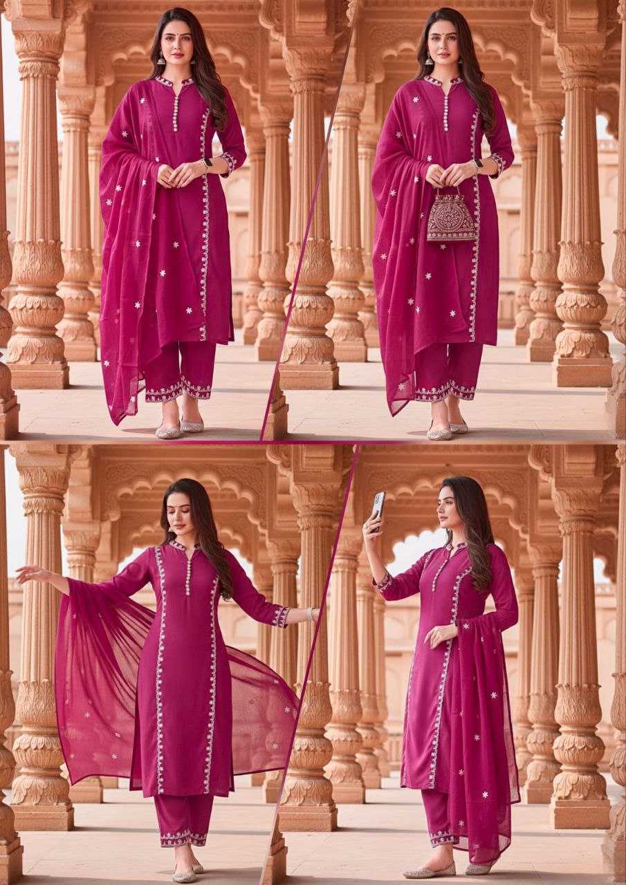 Chanderi Kurti Set with Embroidery Work & Chanderi Dupatta | 3-Piece Ethnic Wear with Inner Lining | Festive & Occasion Wear for Women | S to XXL