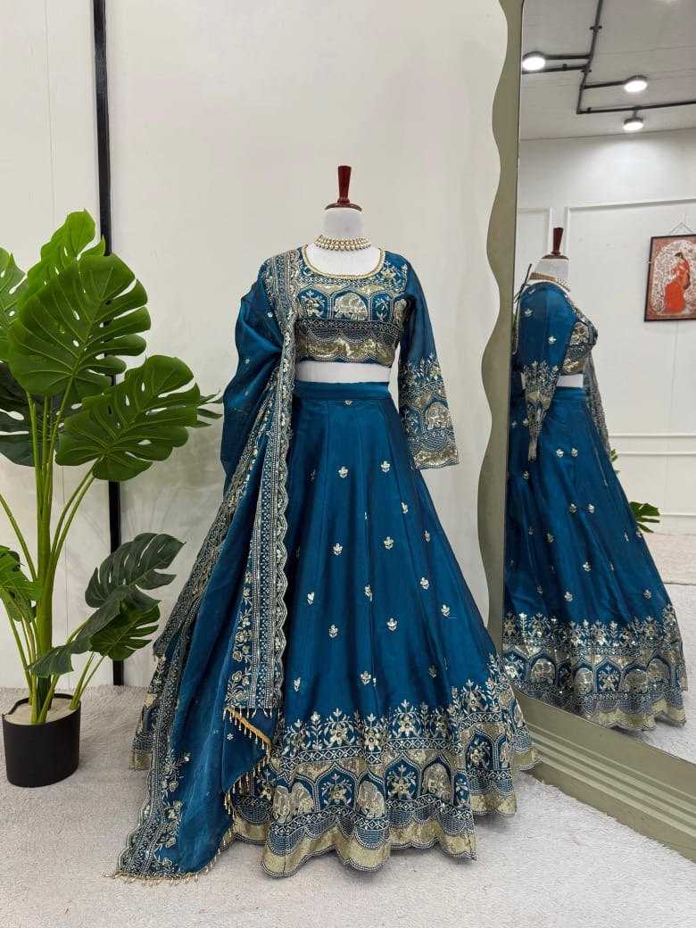 Embroidery  Chinon Silk Sharara Salwar Suits