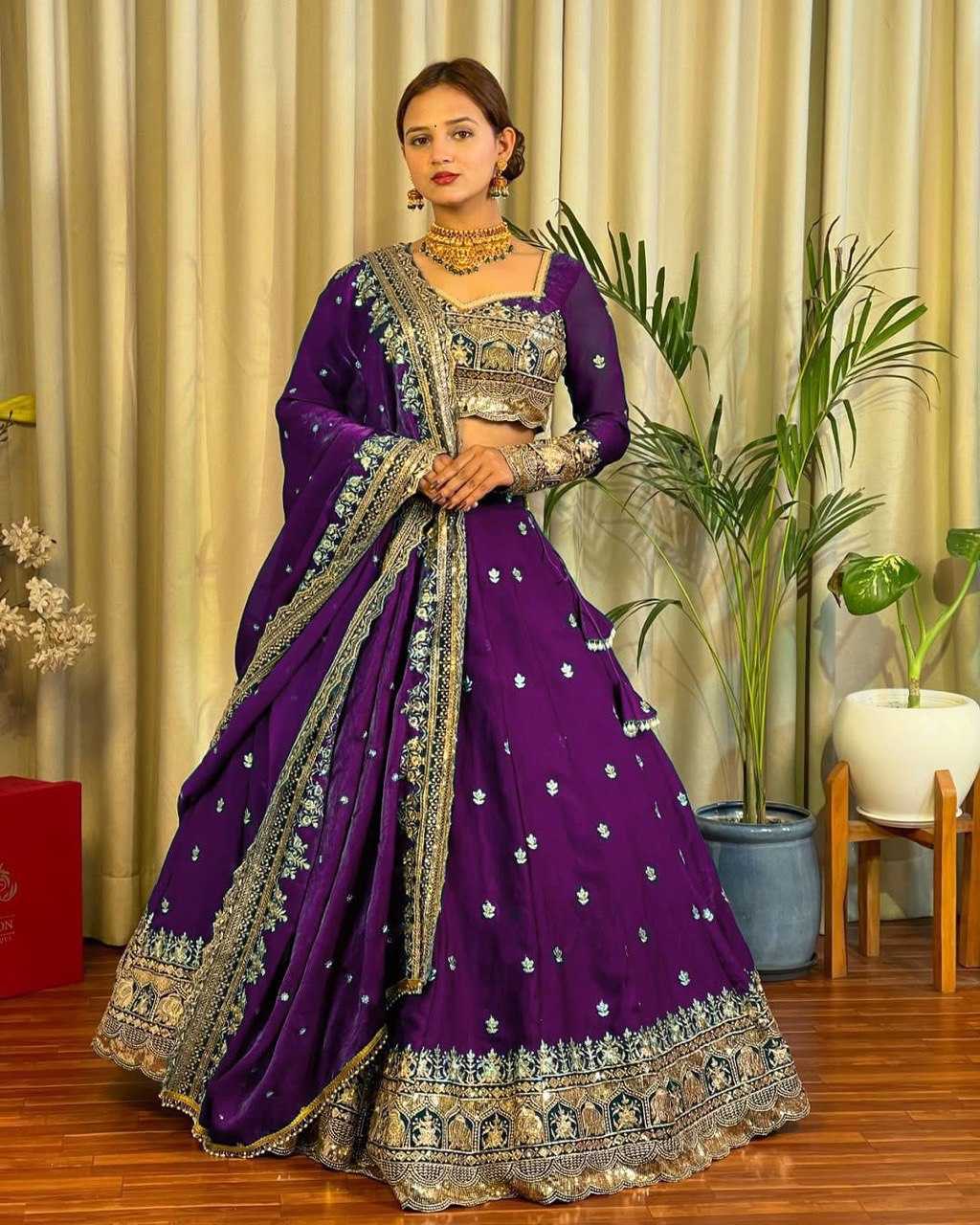 Embroidery  Chinon Silk Sharara Salwar Suits