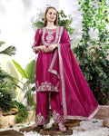 Embroidery  Chinon Silk Sharara Salwar Suits
