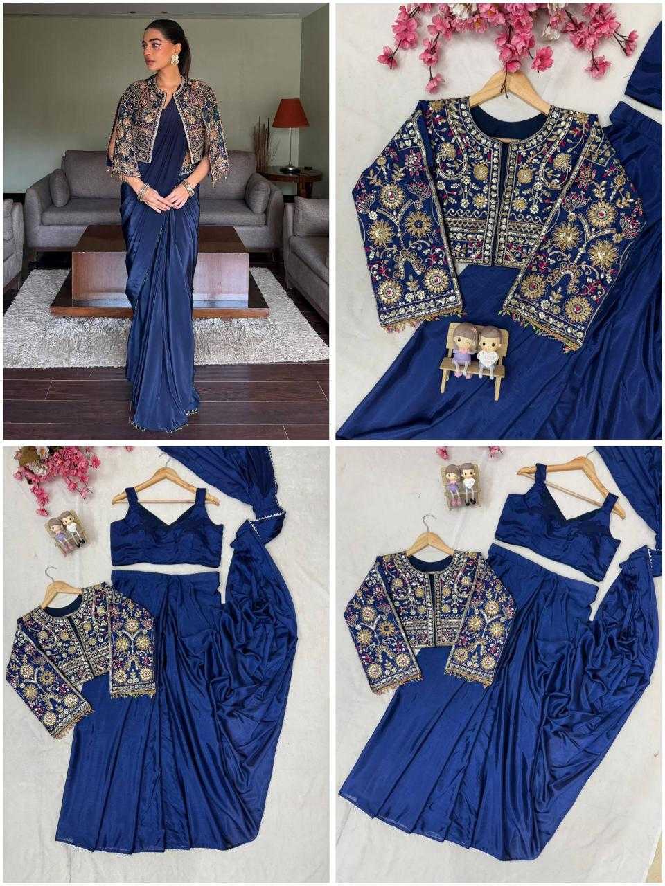 Chinon Silk   Party Wear Lehenga Saree