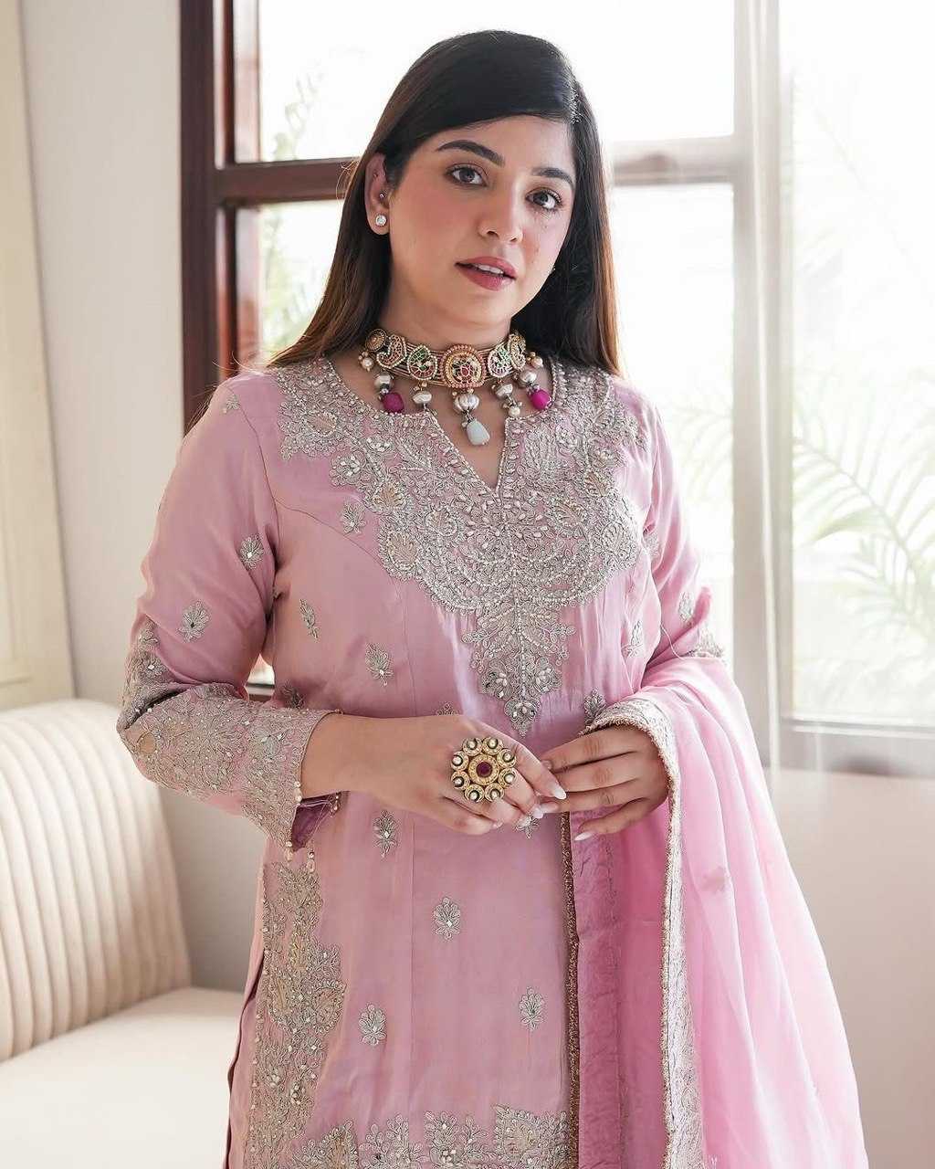 Chinon Silk Sharara Salwar Suits