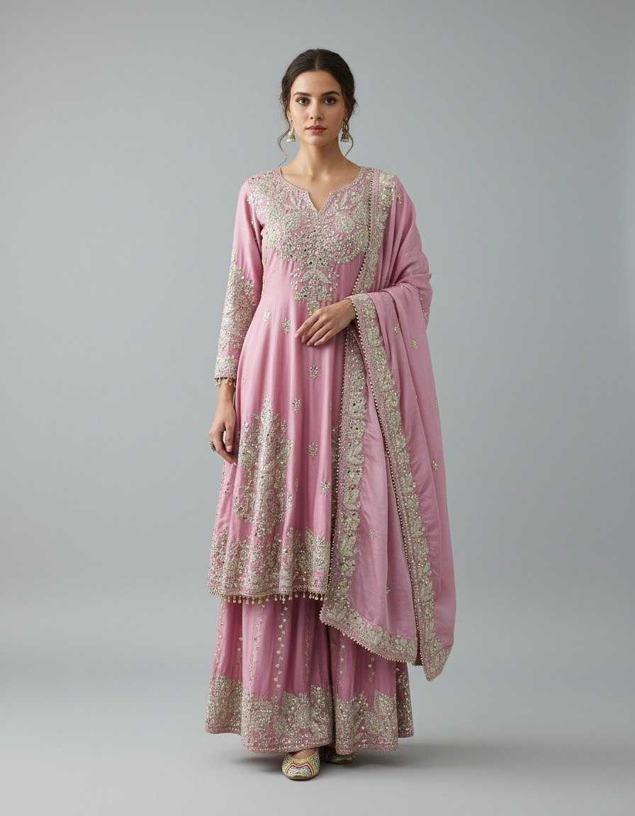Chinon Silk Sharara Salwar Suits
