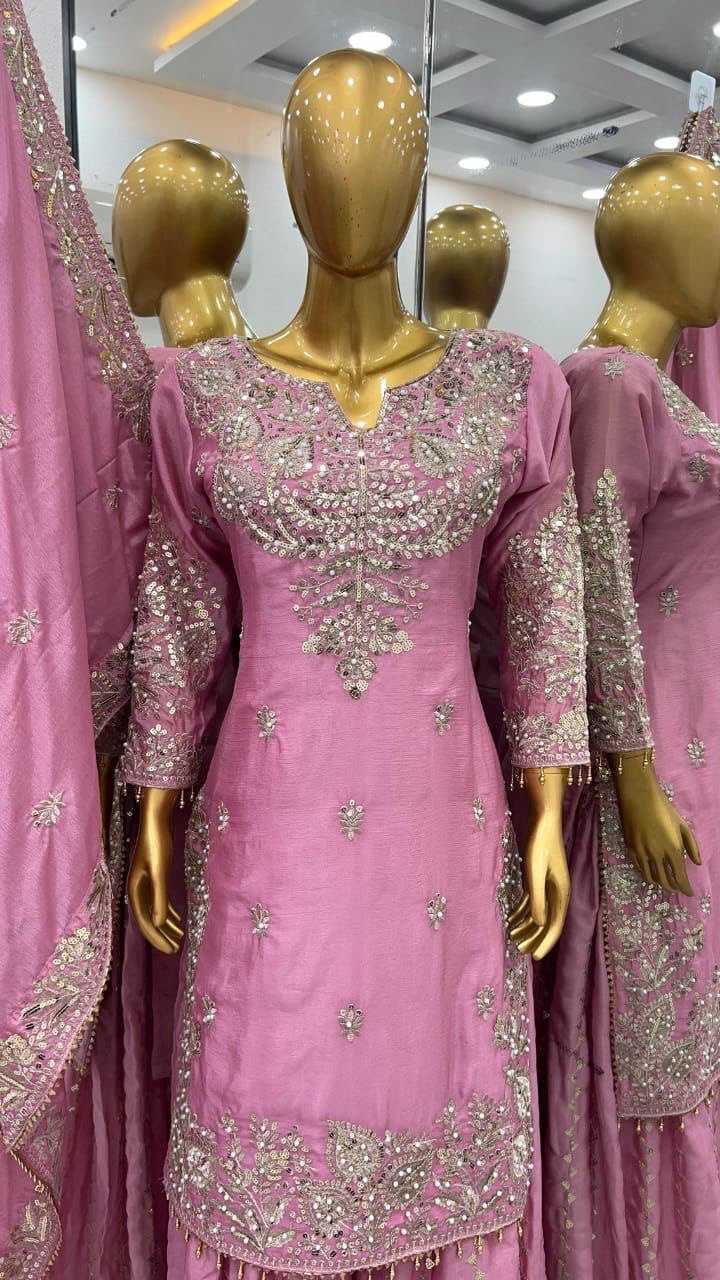 Chinon Silk Sharara Salwar Suits