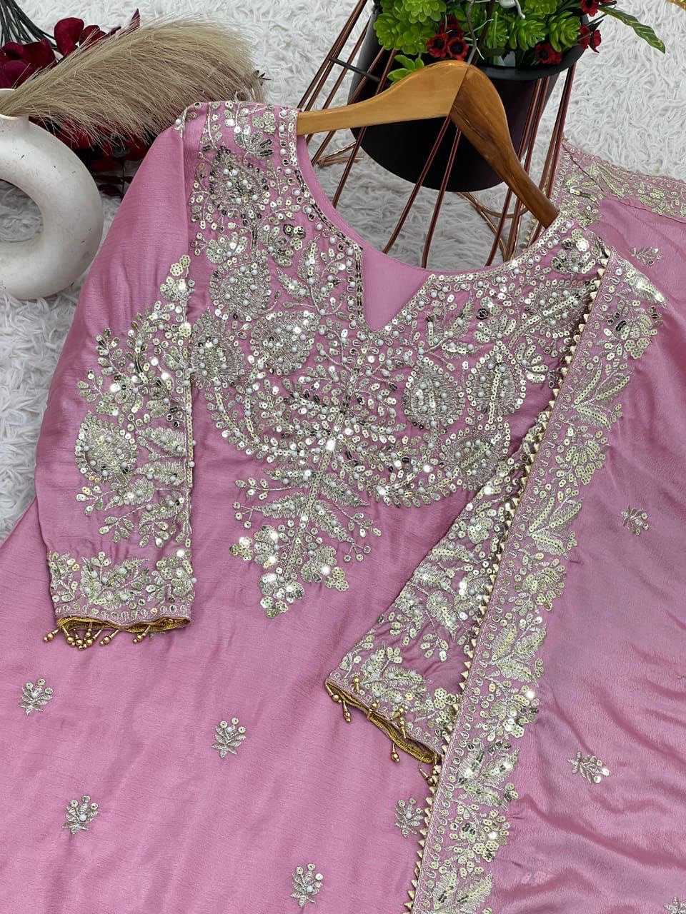 Chinon Silk Sharara Salwar Suits