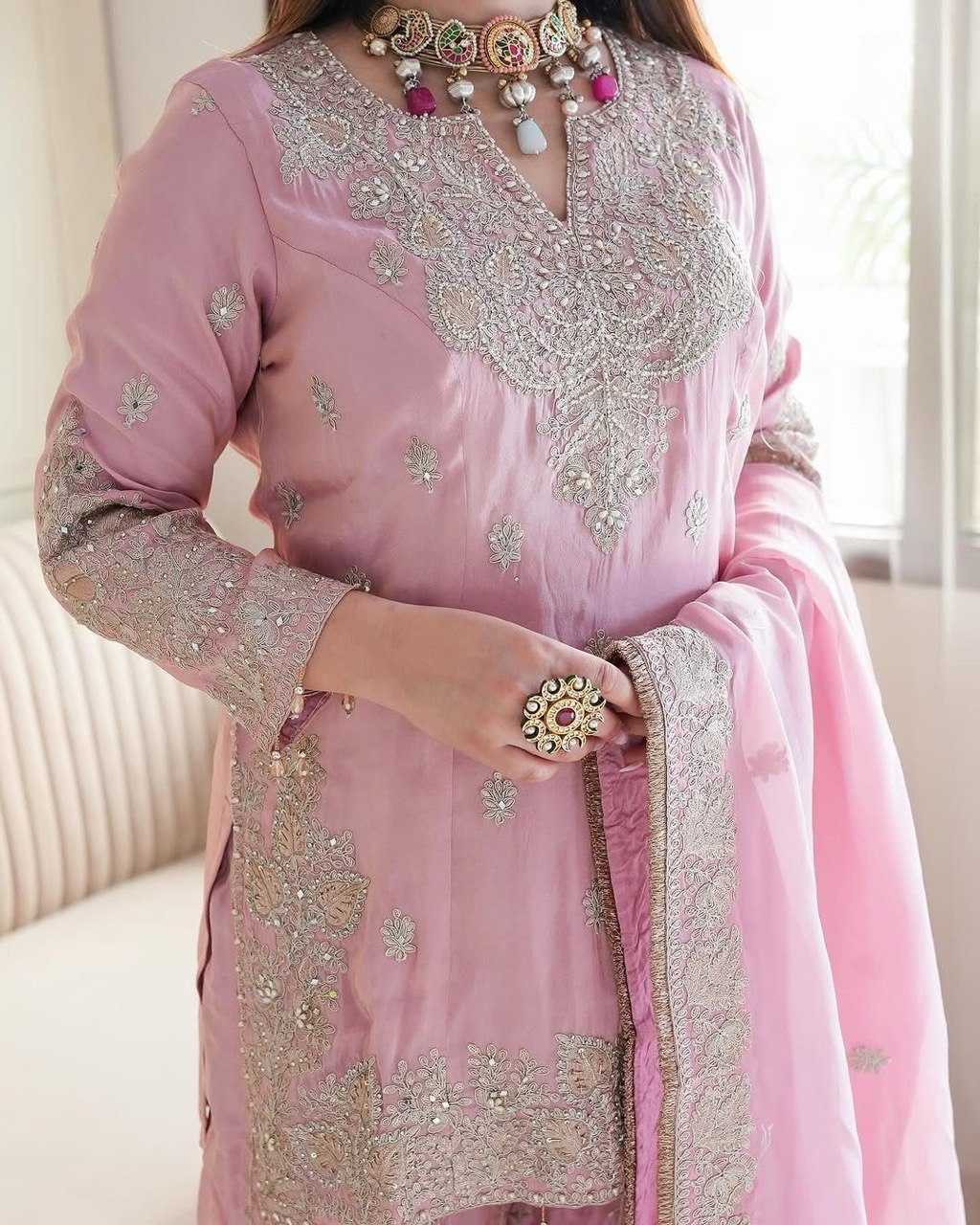 Chinon Silk Sharara Salwar Suits