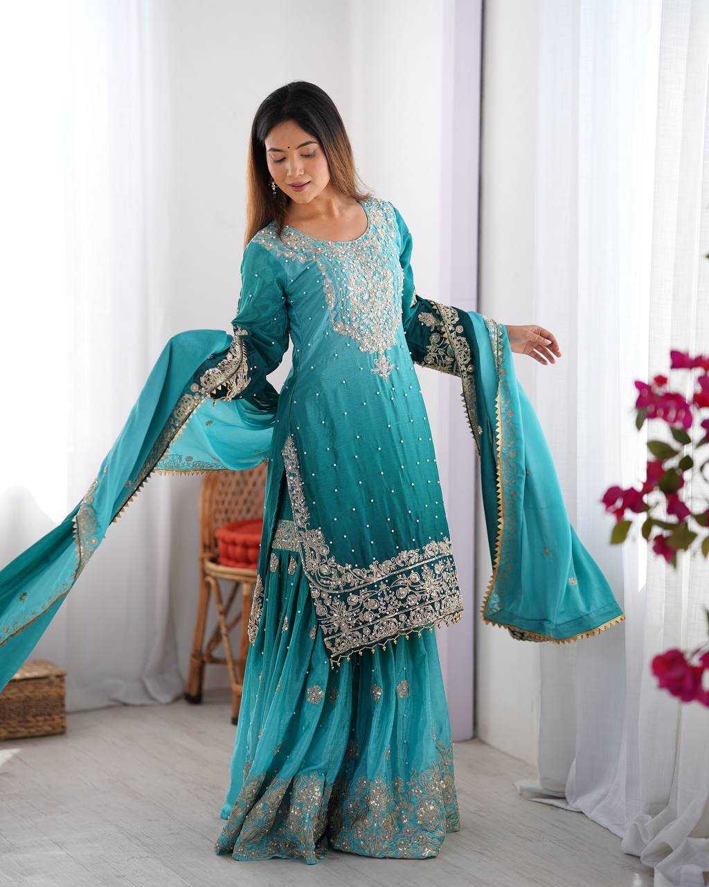 Chinon Silk Palazzo  Designer Suits