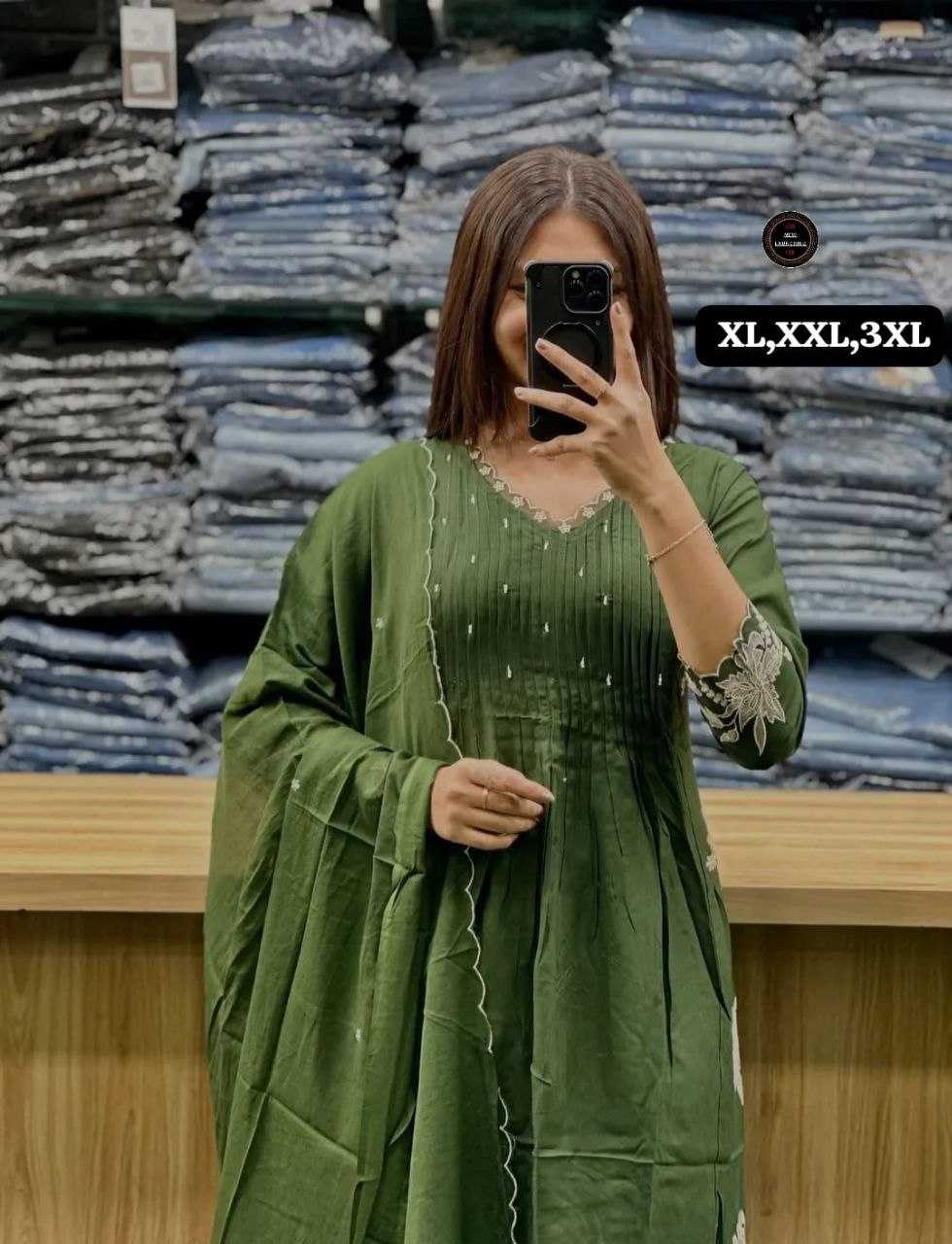 Premium Cotton Anarkali Kurti Set with Embroidery Work & Dupatta | 3-Piece Ethnic Wear | 6 Colours | Festive & Casual Wear for Women | M to 3XL