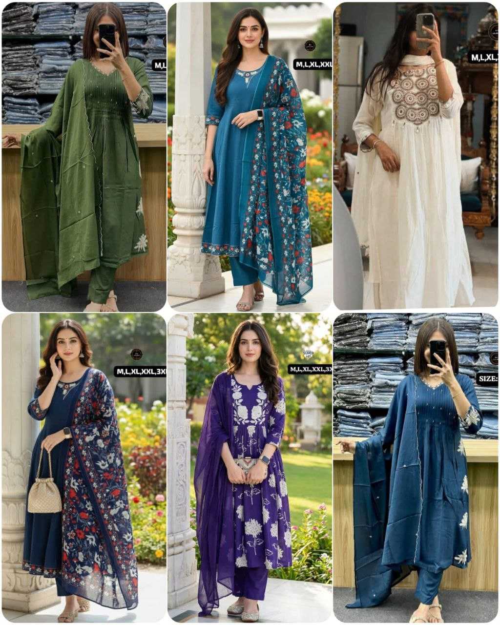 Premium Cotton Anarkali Kurti Set with Embroidery Work & Dupatta | 3-Piece Ethnic Wear | 6 Colours | Festive & Casual Wear for Women | M to 3XL