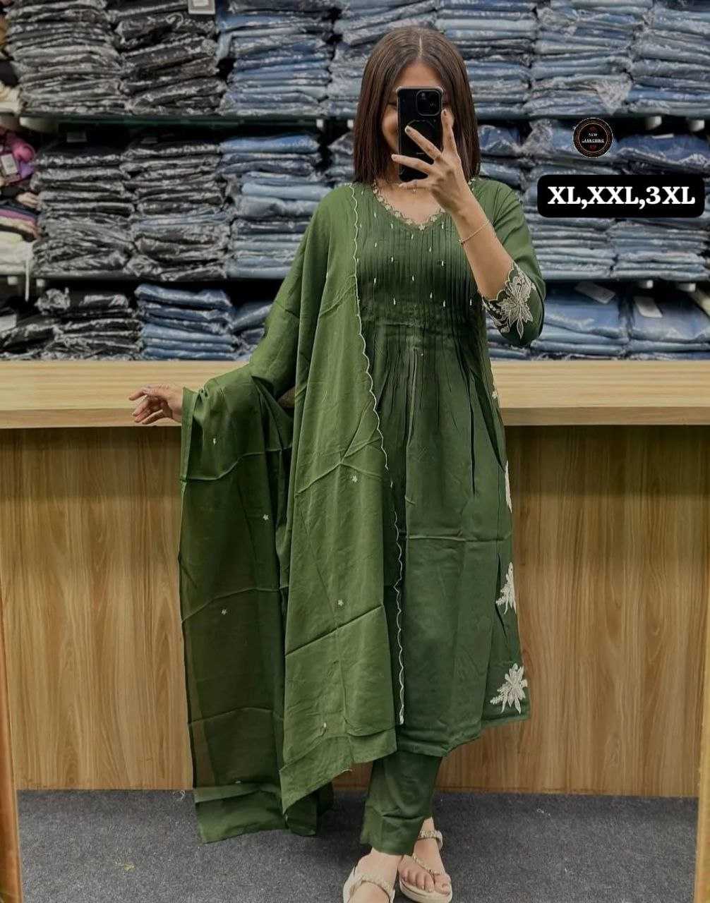 Premium Cotton Anarkali Kurti Set with Embroidery Work & Dupatta | 3-Piece Ethnic Wear | 6 Colours | Festive & Casual Wear for Women | M to 3XL