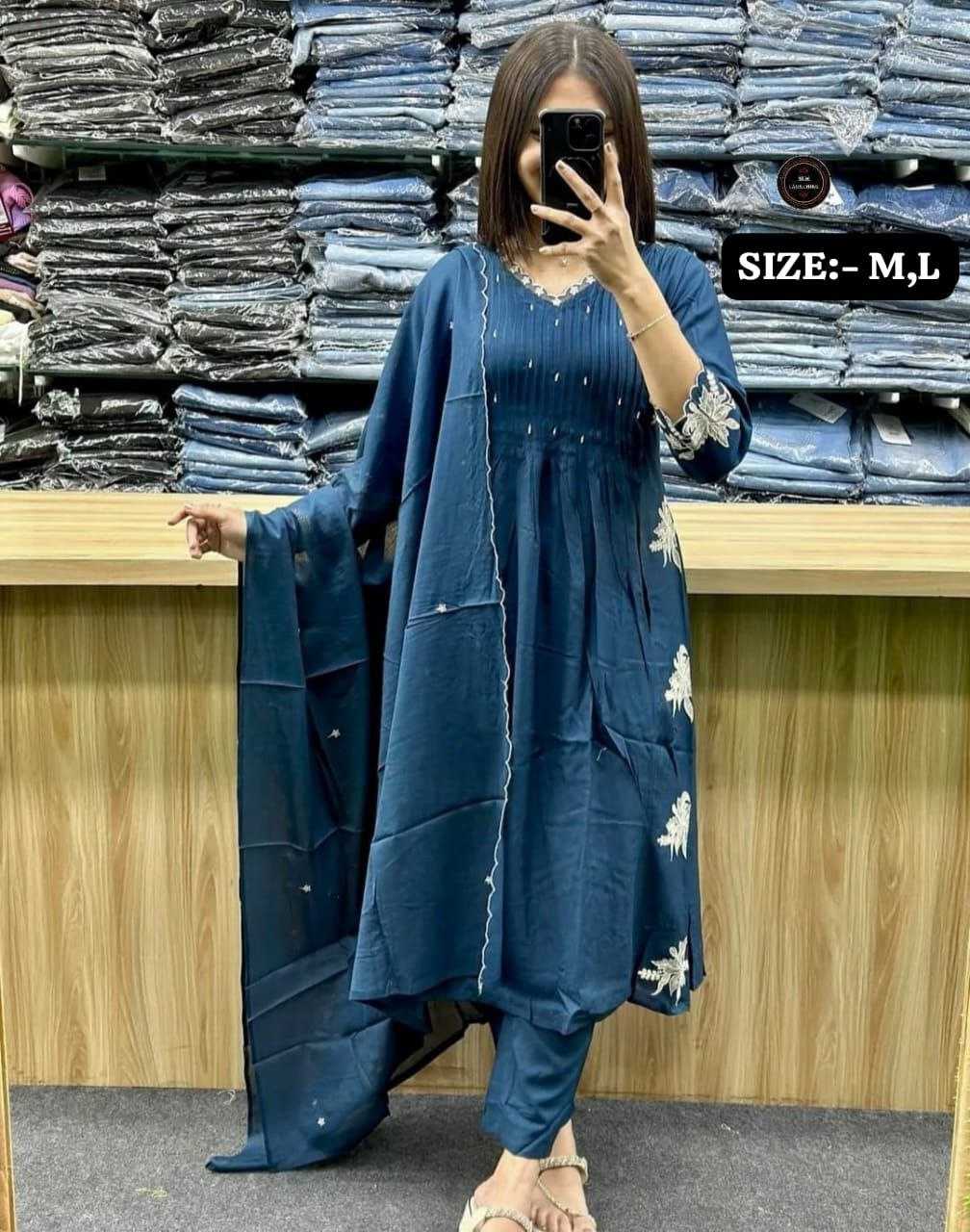 Premium Cotton Anarkali Kurti Set with Embroidery Work & Dupatta | 3-Piece Ethnic Wear | 6 Colours | Festive & Casual Wear for Women | M to 3XL