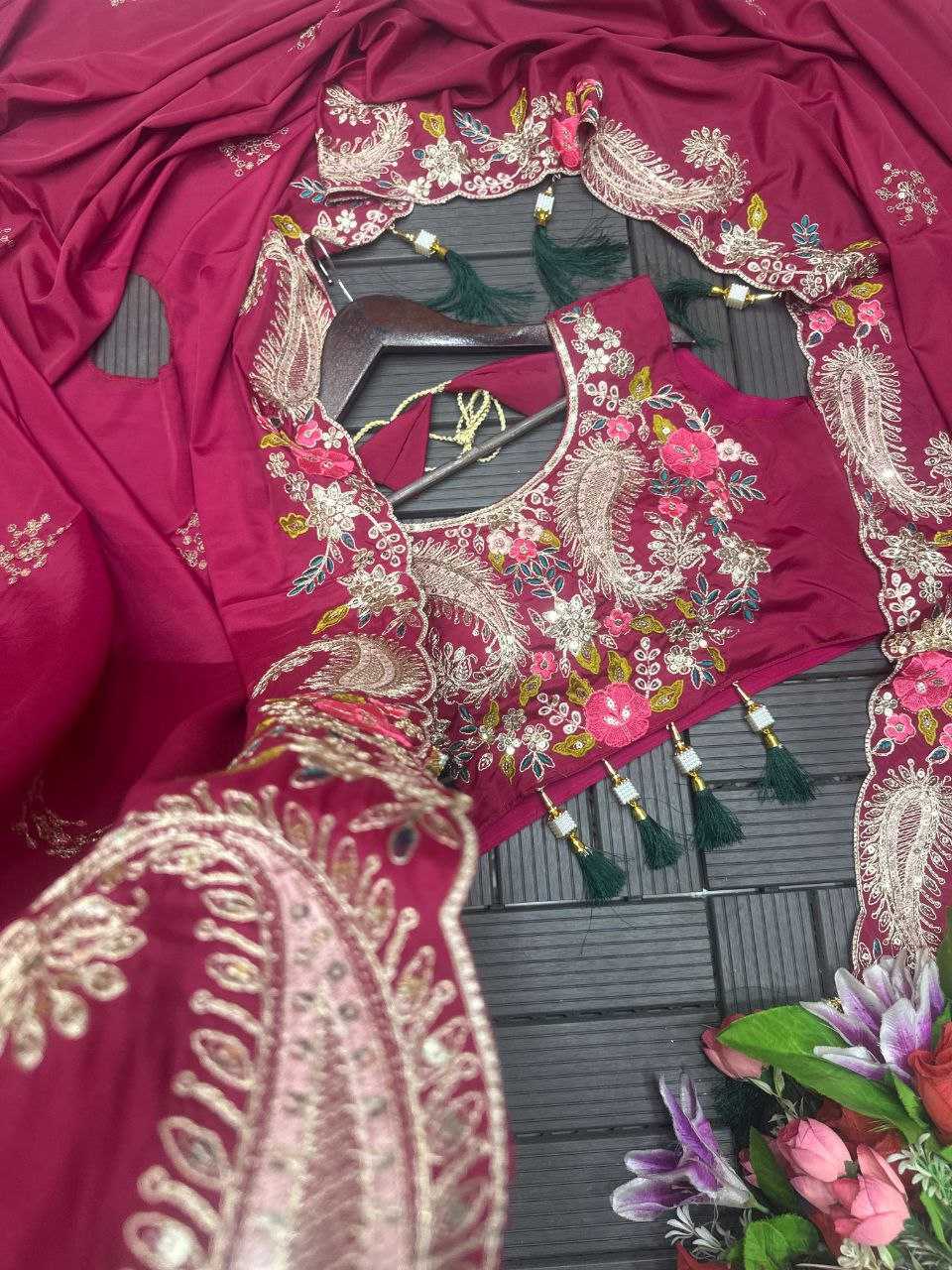 Crepe Silk  Ready To Wear  Embroidered Saree