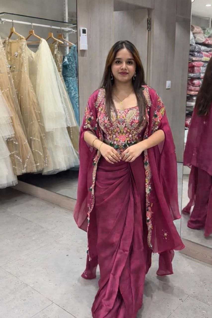 Crepe Silk  Ready To Wear  Embroidered Saree