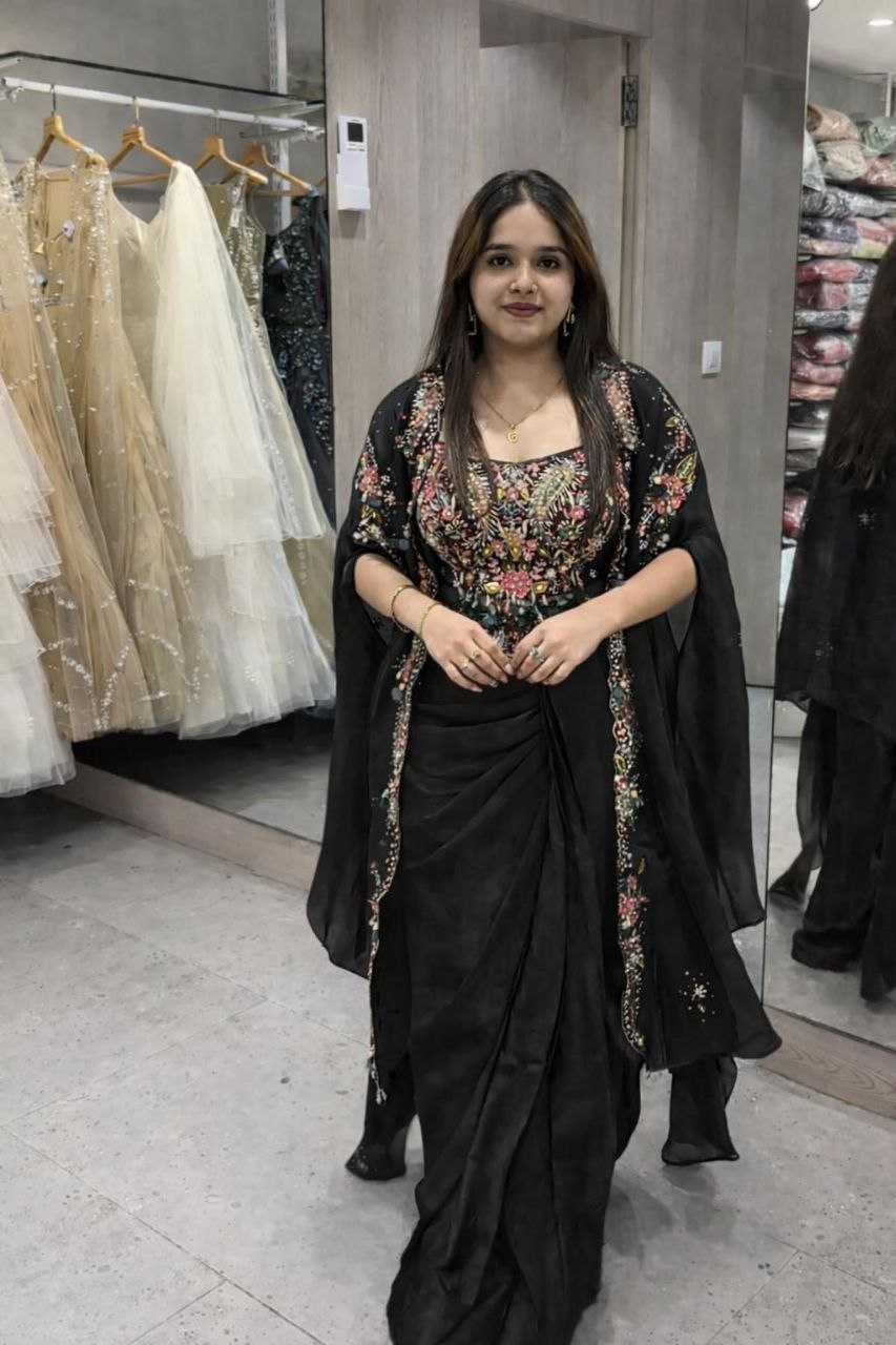 Crepe Silk  Ready To Wear  Embroidered Saree