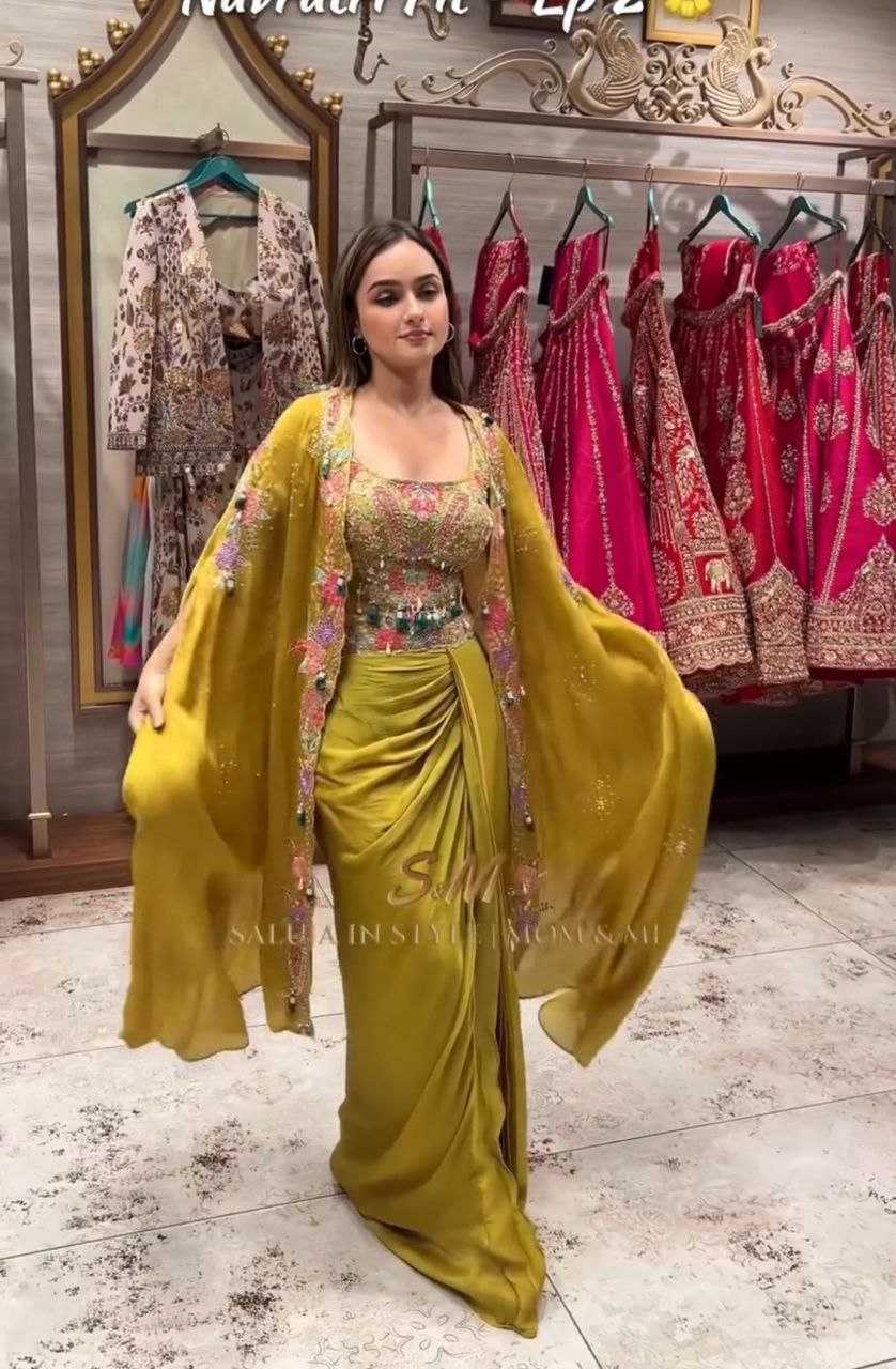 Crepe Silk  Ready To Wear  Embroidered Saree