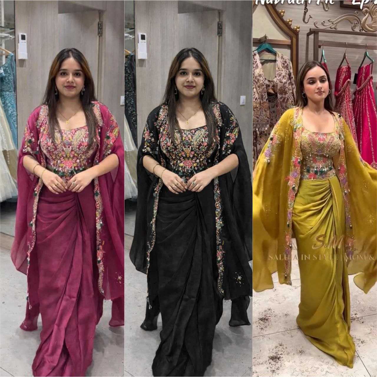 Crepe Silk  Ready To Wear  Embroidered Saree